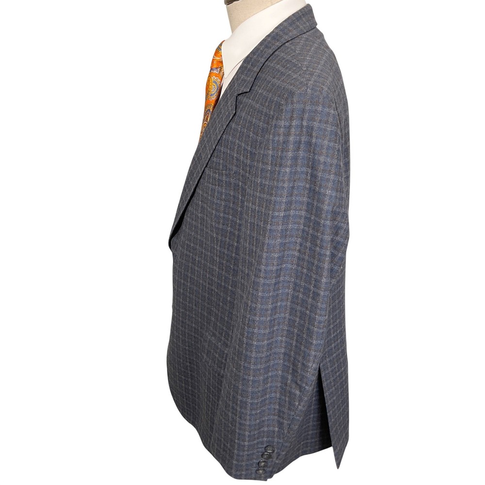 Coppley Blazer Mens 48R Blue Brown Plaid Bespoke Gibson Reda Super 130s Wool - Picture 3 of 12